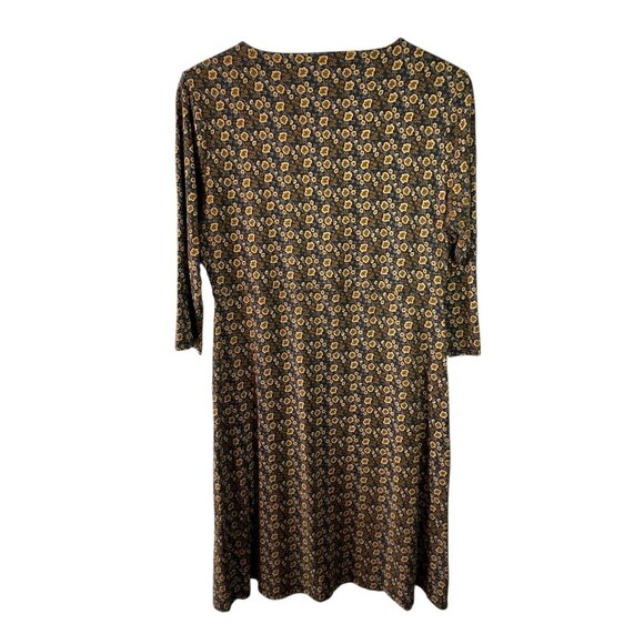 Toad & Co Rosalind Gray & Gold Floral Knit Dress Size L - Picture 6 of 7